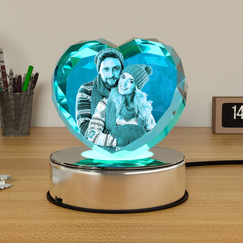 LED light base for 3D crystal photo cube, 7 colors rotating