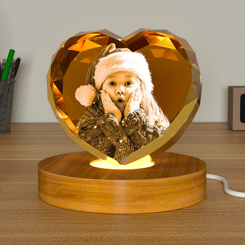 LED light base for 3D crystal photo cube, 1 color wood